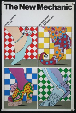 a poster of different colored shoes