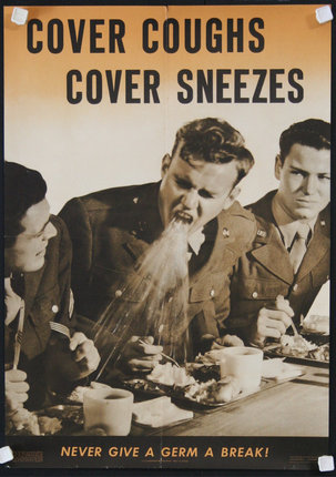 a poster of a man sneezing