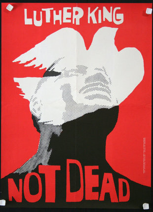 a poster of a man with a bird on his head