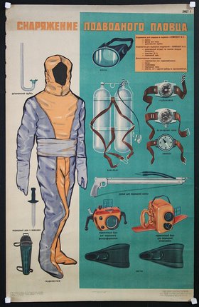 a poster of a diving suit