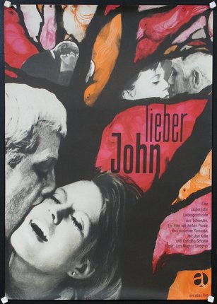 a poster with a man kissing a woman