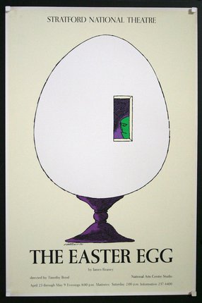 a poster with a cartoon of a egg