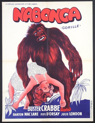 a movie poster of a woman and a gorilla