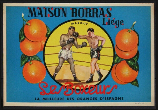 a poster with two boxers boxing