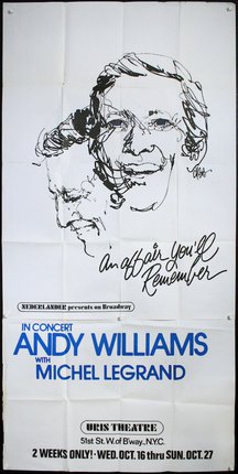 a poster with a drawing of two men