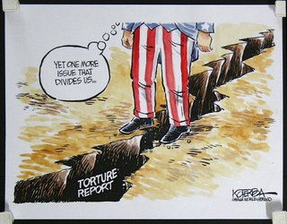 cartoon of a man in striped pants standing on a crack in the ground
