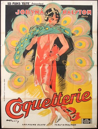 a poster of a woman with a peacock feather