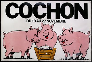 a sign with pigs and text