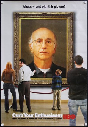 people looking at a painting of a man