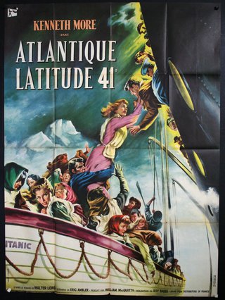 a movie poster of a man falling off a ship