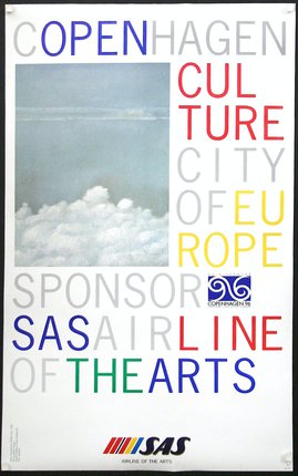 a poster with text and clouds