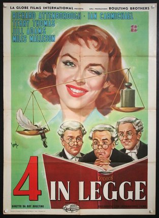 a movie poster of a woman and a group of men
