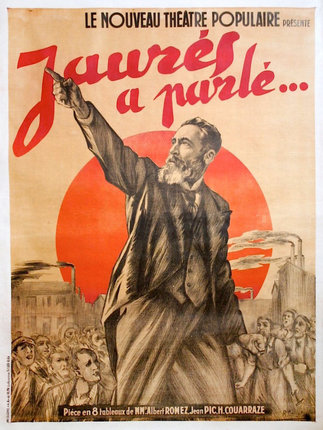 a poster of a man pointing at a crowd