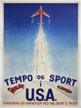 a poster of a plane flying through the air