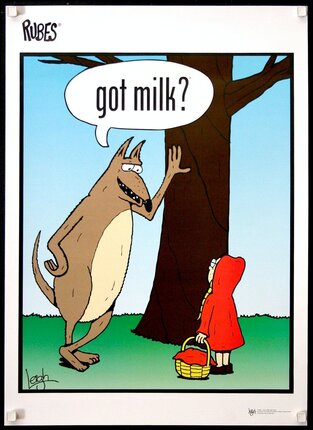 a cartoon of a wolf and a little red riding hood