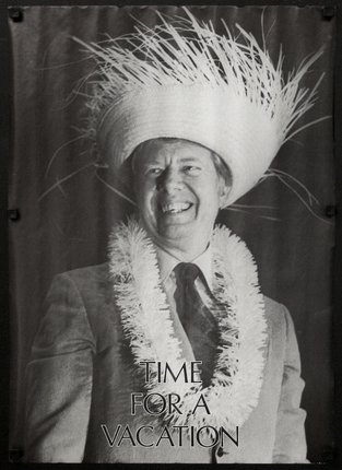 a man wearing a white hat and a garland