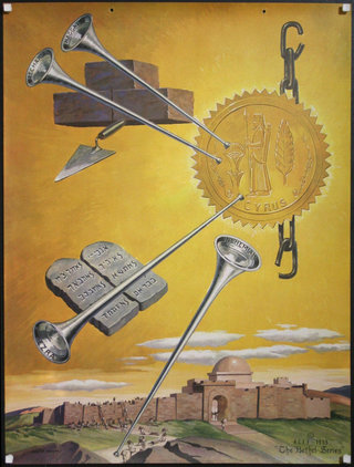 a poster with a gold coin and silver horn