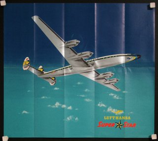 a poster of a plane flying in the sky