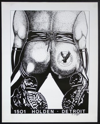 a poster of a man with a tattoo on his butt