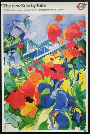 a poster of flowers in a garden