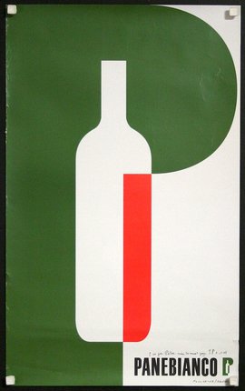 a poster with a bottle and a red stripe