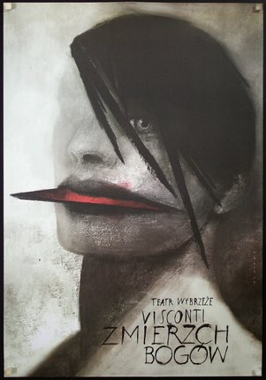 a poster of a woman with a red lip