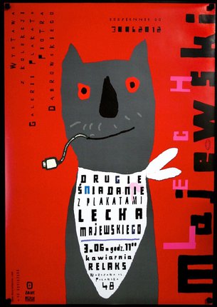 a poster of a cat smoking a pipe
