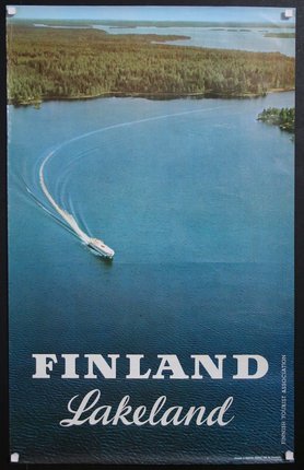 a poster with a boat in the water