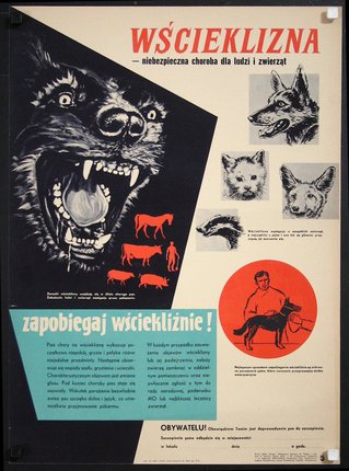 a poster with a dog and a man