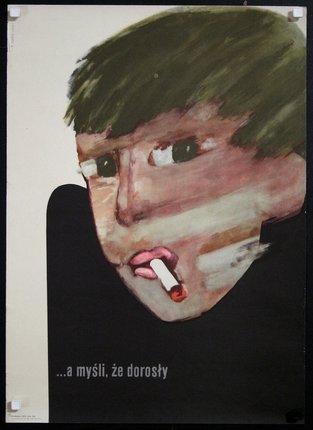 a poster of a boy with a cigarette in his mouth