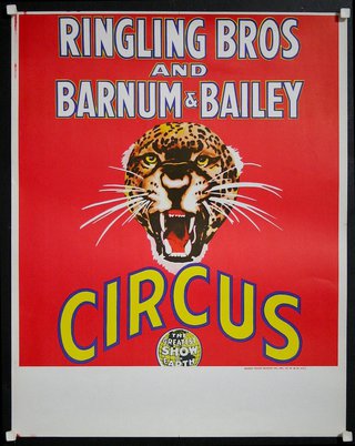 a circus poster with a cheetah head