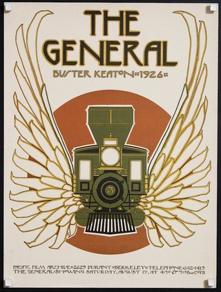 a poster with a train and wings