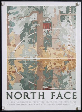 a poster with a forest and trees