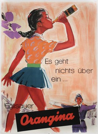 a poster of a woman drinking from an ice cream cone