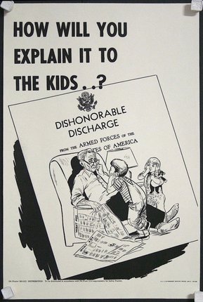a poster with a cartoon of a man and children