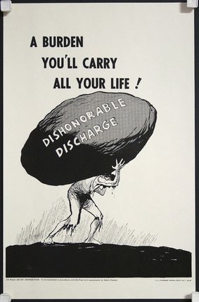 a poster with a person carrying a large rock