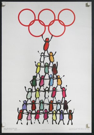 a poster with a pyramid of people holding hands