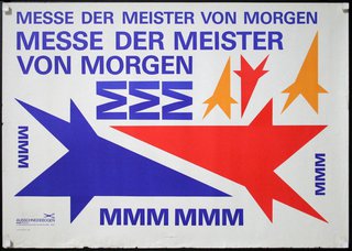 a sign with red blue and white arrows