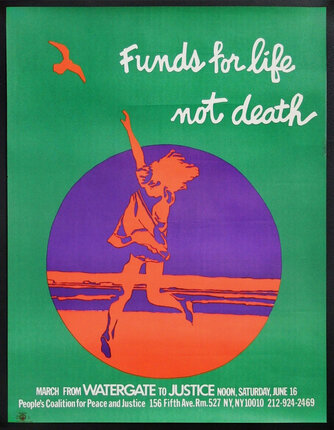 a poster with a woman running