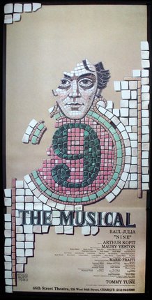 a poster with a mosaic of a man
