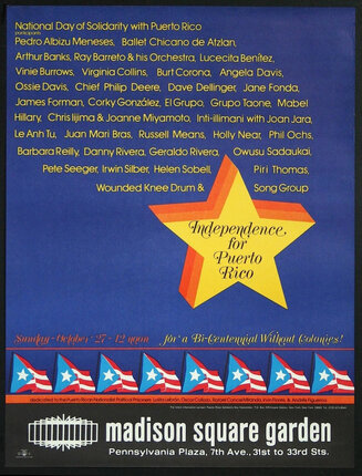 a poster with a star and text