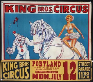a circus poster with a woman and a horse