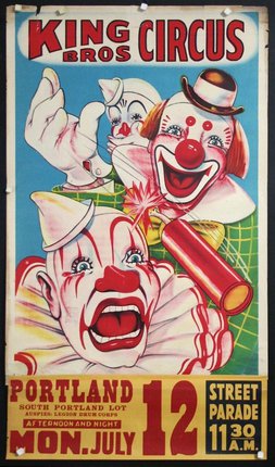 a poster of clowns with a cracker