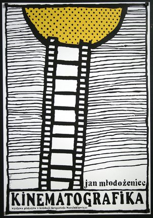 a poster with a ladder and a yellow hat