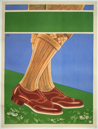 a poster of a golfing man's legs