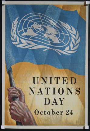 a poster with a flag and text