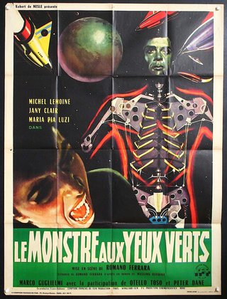 a movie poster with a skeleton and a man