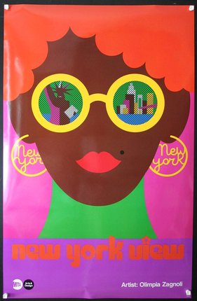 a poster with a woman wearing sunglasses