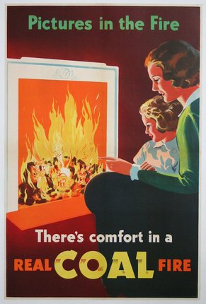a woman and child looking at a fire