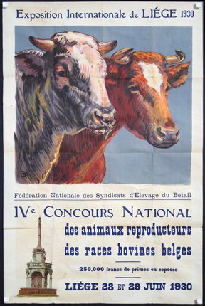 a poster of cows with horns